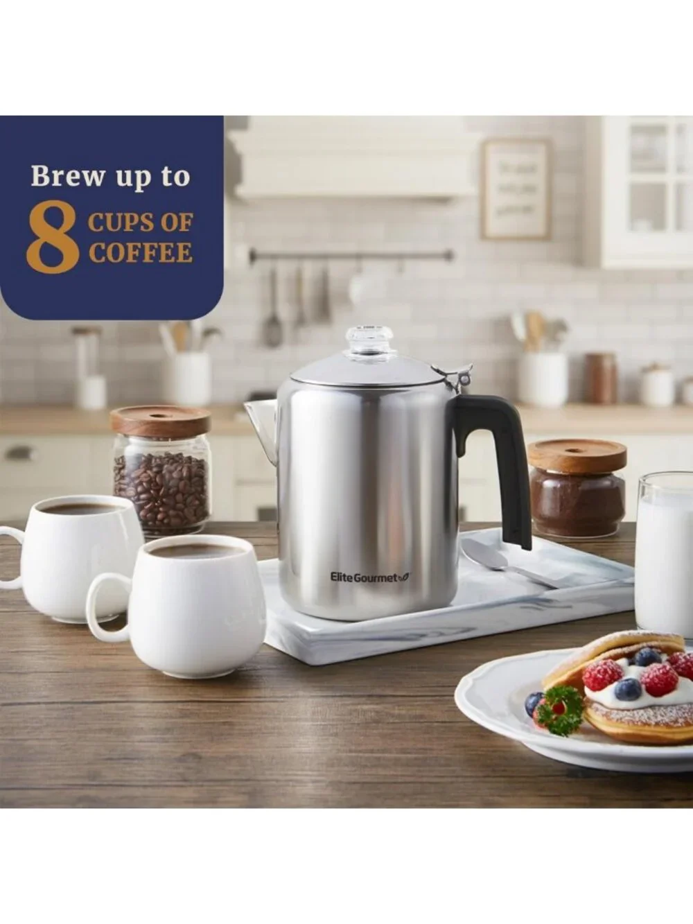 Stainless Steel 8-Cup Stovetop Coffee Percolator - Durable & Stylish Brew Pot